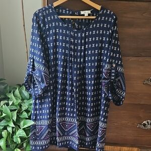 Navy Blue Patterned Dress